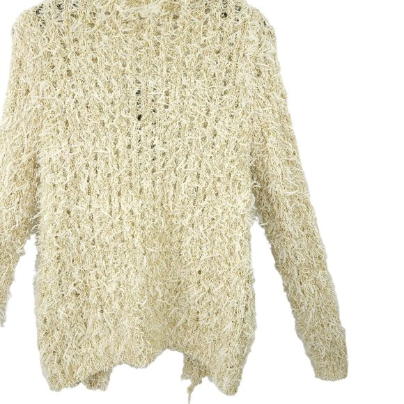 Janet Paris Open Front Cardigan Womens Size S/M Cream Gold Metallic Pockets NEW - Picture 15 of 16